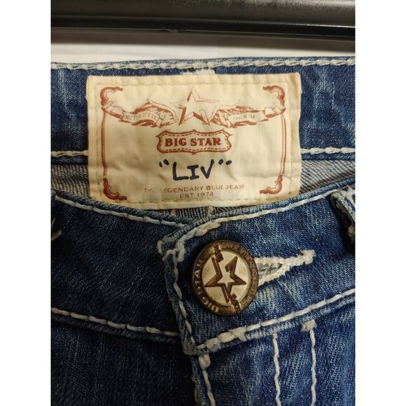 Womens  Distressed Big Star Liv Denim Capri size 29 - Picture 2 of 5